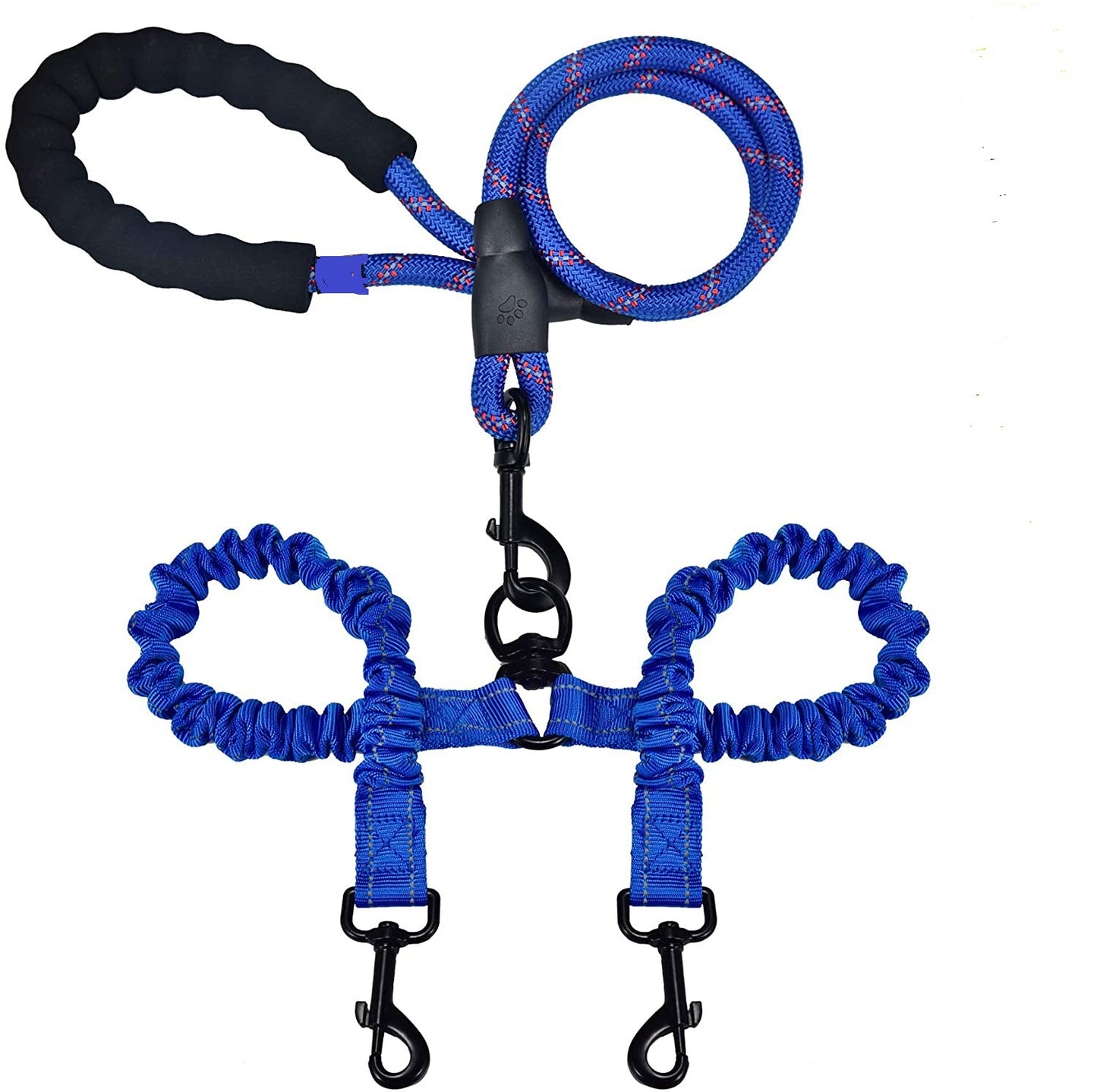 Double-Headed Pet Leash with Reflective Stitching - Walk Two Dogs Safely