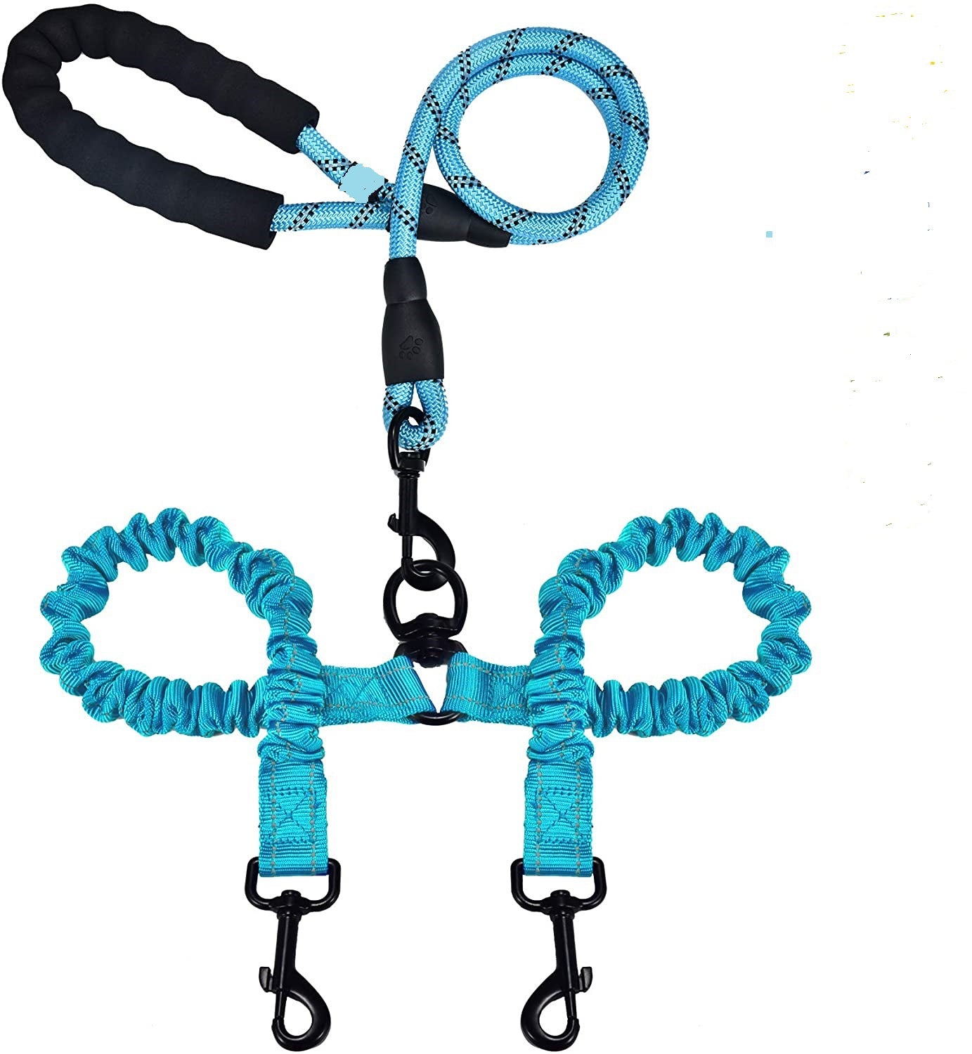 Double-Headed Pet Leash with Reflective Stitching - Walk Two Dogs Safely