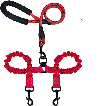 Double-Headed Pet Leash with Reflective Stitching - Walk Two Dogs Safely